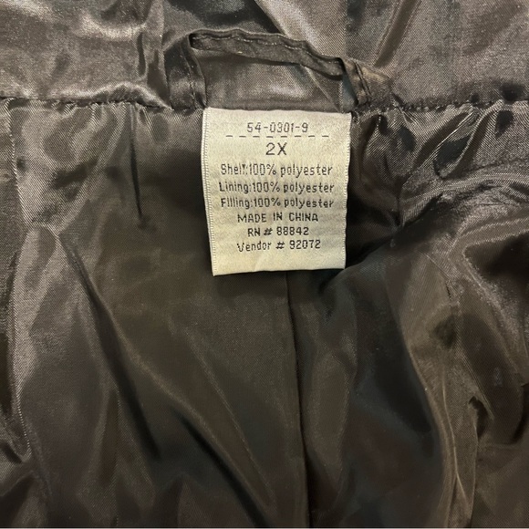 Black Quilted Lightweight Puffer Mid Length Funnel Neck Coat Jacket  Sz 2X - Picture 4 of 10